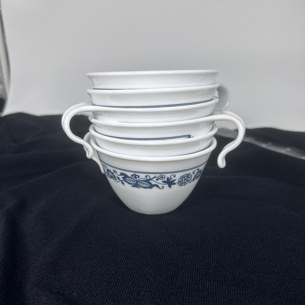 Vtg Corelle Old Town‎ Blue Tea Coffee Cup Hook Handle Livingware by Corning 6 Pc